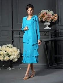 A-Line/Princess Scoop Sleeveless Short Chiffon Mother of the Bride Dresses