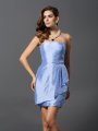 Sheath/Column Strapless Sleeveless Short Taffeta Bridesmaid Dresses