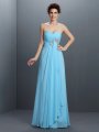 A-Line/Princess Sweetheart Beading Sleeveless Long Chiffon Dresses