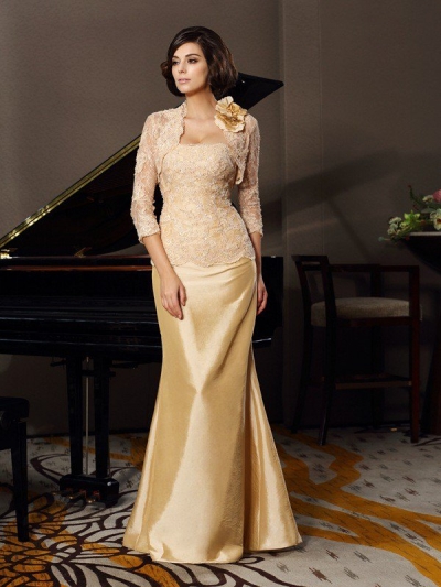 Trumpet/Mermaid Sweetheart Lace Sleeveless Long Taffeta Mother of the Bride Dresses [50817]