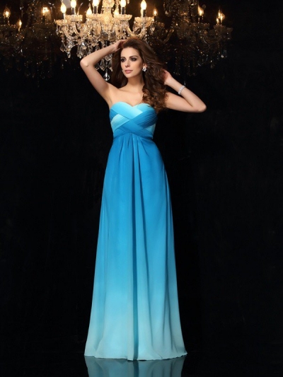 A-Line/Princess Sweetheart Ruched Sleeveless Long Chiffon Dresses [51209]