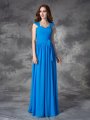 A-line/Princess Straps Ruffles Sleeveless Long Chiffon Bridesmaid Dresses