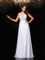 A-Line/Princess Halter Sleeveless Long Chiffon Dresses