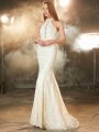 Sheath/Column Jewel Sleeveless Floor-Length Applique Elastic Woven Satin Dresses