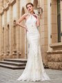 Sheath/Column Jewel Sleeveless Floor-Length Applique Lace Dresses