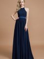 A-Line/Princess Halter Sleeveless Ruched Floor-Length Chiffon Bridesmaid Dresses