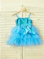 A-line/Princess Spaghetti Straps Sleeveless Sequin Tea-Length Net Flower Girl Dresses