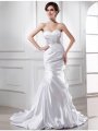 Trumpet/Mermaid Beading Sweetheart Sleeveless Elastic Woven Satin Wedding Dresses