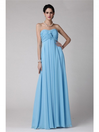 Sheath/Column Strapless Sleeveless Ruffles Long Chiffon Bridesmaid Dresses [N13ZYDRESS209]