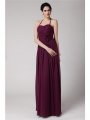 Sheath/Column Halter Sleeveless Hand-Made Flower Long Chiffon Bridesmaid Dresses