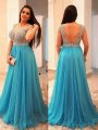 A-Line/Princess V-neck Sleeveless Beading Sweep/Brush Train Chiffon Plus Size Dresses