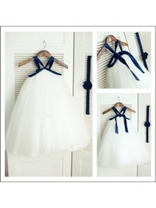 A-Line/Princess Spaghetti Straps Sleeveless Long Tulle Flower Girl Dresses