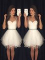 A-Line/Princess Sleeveless Sweetheart Beading Tulle Short/Mini Dresses