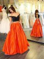 A-Line/Princess Off-the-Shoulder Sleeveless Taffeta Floor-Length Ruffles Two Piece Dresses