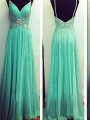 A-Line/Princess Spaghetti Straps Sleeveless Beading Floor-Length Chiffon Dresses