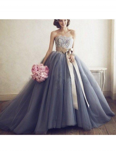 Ball Gown Sweetheart Sleeveless Applique Tulle Floor-Length Dresses [PON1506EV697]