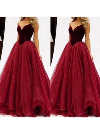 Ball Gown Sweetheart Sleeveless Tulle Floor-Length Dresses [PON1506EV706]