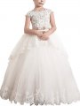 Ball Gown Sleeveless Scoop Lace Floor-Length Tulle Flower Girl Dresses