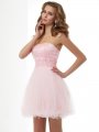 Sheath/Column Sweetheart Beading Short Elastic Woven Satin Homecoming Dresses