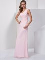 Sheath/Column One-Shoulder Sleeveless Beading Long Chiffon Dresses