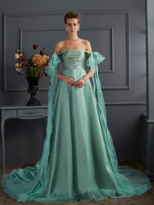 A-Line/Princess Off the Shoulder Sleeveless Long Taffeta Dresses