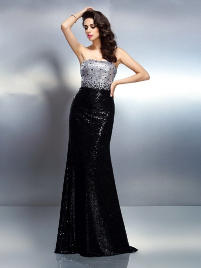 Trumpet/Mermaid Strapless Sequin Sleeveless Long Sequins Dresses [50243]