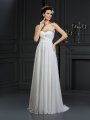 A-Line/Princess Sweetheart Ruffles Sleeveless Long Chiffon Wedding Dresses