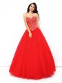 Ball Gown Sweetheart Beading Sleeveless Long Net Quinceanera Dresses