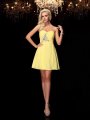 A-Line/Princess Sweetheart Rhinestone Sleeveless Short Chiffon Dresses