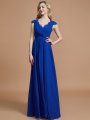 A-Line/Princess V-neck Sleeveless Ruched Floor-Length Chiffon Bridesmaid Dresses