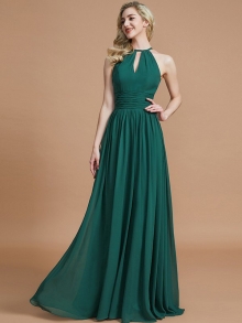 A-Line/Princess Chiffon Scoop Sleeveless Floor-Length Bridesmaid Dresses