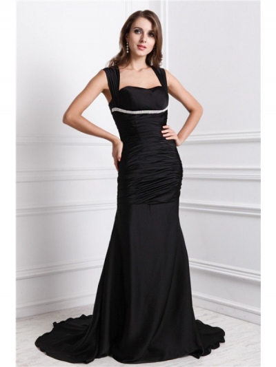 Trumpet/Mermaid Straps Sleeveless Long Beading Charmeuse Dresses [N13ZYDRESS37]