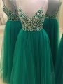 A-Line/Princess Sleeveless Spaghetti Straps Tulle Floor-Length Beading Dresses