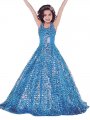 Ball Gown Halter Sleeveless Floor-Length Sequins Flower Girl Dresses