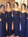 Trumpet/Mermaid Spaghetti Straps Sleeveless Sweep/Brush Train Satin Bridesmaid Dresses