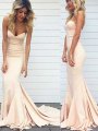 Trumpet/Mermaid Sweetheart Sleeveless Satin Sweep/Brush Train Dresses