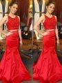 Trumpet/Mermaid Scoop Sleeveless Sweep/Brush Train Beading Satin Dresses