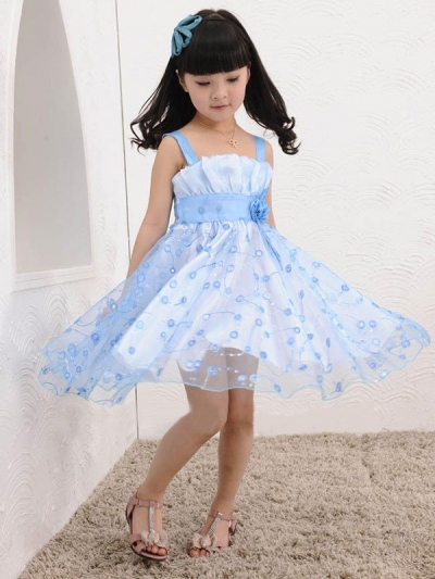 A-line/Princess Straps Sleeveless Hand-made Flower Short Tulle Flower Girl Dresses [POWDN14077BN271]