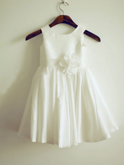 A-line/Princess Jewel Sleeveless Hand-Made Flower Long Taffeta Dresses [XYHOT010B3]