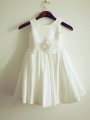 A-line/Princess Jewel Sleeveless Hand-Made Flower Long Taffeta Dresses