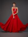 Sheath/Column Halter Sleeveless Beading Sequin Long Chiffon Dresses