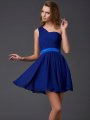 A-Line/Princess One-Shoulder Sleeveless Pleats Short Chiffon Homecoming Dresses