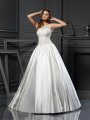 Ball Gown Scoop Applique Sleeveless Long Satin Wedding Dresses