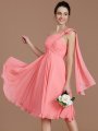 A-Line/Princess One-Shoulder Sleeveless Ruched Short/Mini Chiffon Bridesmaid Dresses