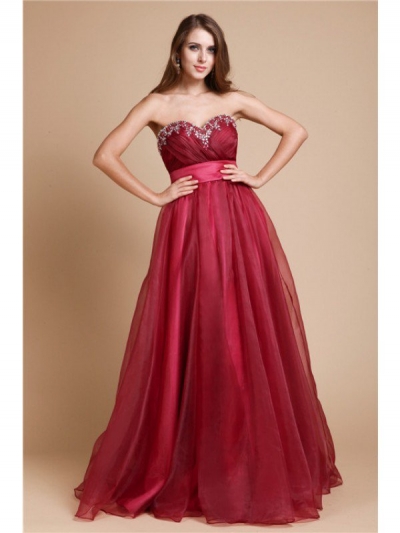 A-Line/Princess Sweetheart Sleeveless Long Organza Dresses [N13ZDRESS331]