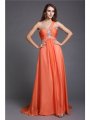 A-Line/Princess One-Shoulder Beading Sleeveless Long Chiffon Dresses