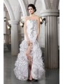 Sheath/Column Strapless Sleeveless Beading Long Organza Wedding Dresses