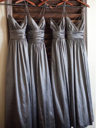 A-Line/Princess Spaghetti Straps Sleeveless Floor-Length Taffeta Bridesmaid Dresses [PO16033PO609]