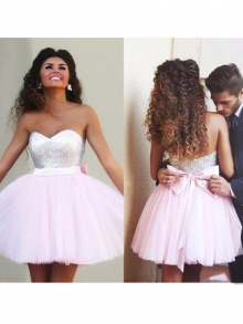 A-Line/Princess Sleeveless Sweetheart Beading Tulle Short/Mini Dresses