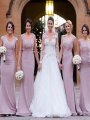 Trumpet/Mermaid Sleeveless V-neck Satin Floor-Length Bridesmaid Dresses